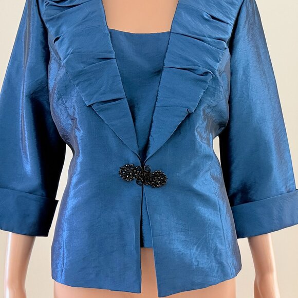 ALEX EVENINGS TWINSET BLUE JACKET & SHELL SET SIZE XL ONE BUTTON - Picture 5 of 10